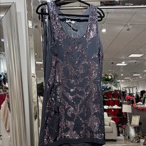 Velvet Mini Dress in Gray and Purple Sequins